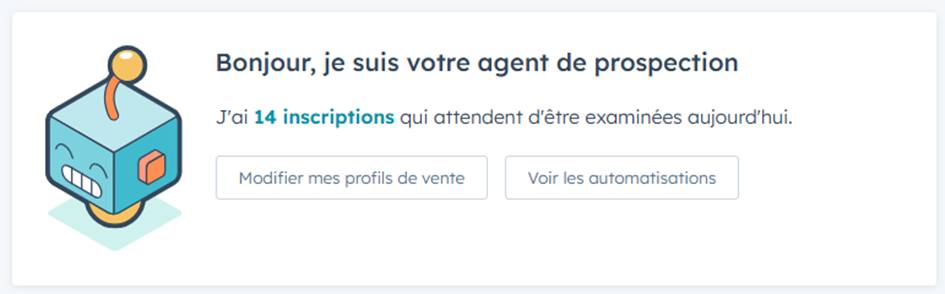 Capture d'écran de l'agent de prospection IA de HubSpot.